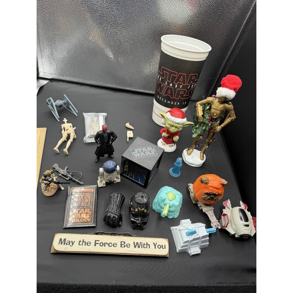 Vintage Star Wars Darth Maul R2-D2 Yoda C-3PO Holiday Figures Micro Machines Lot